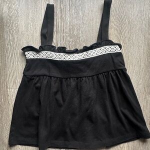 Janie and Jack Black Crochet Trim Tank